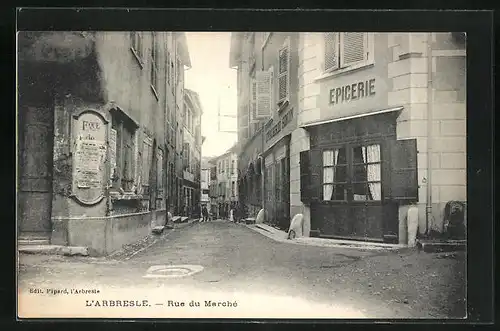 AK L`Arbresle, Rue du Marché, Strassenpartie