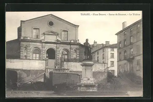 AK Tarare, Place Denave, Statue de Simonet, Le Théâtre