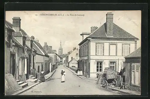 AK Senonches, La Rue de Launay, Strassenpartie