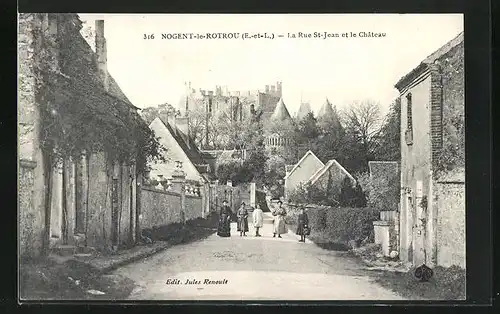 AK Nogent-le-Rotrou, La Rue St-Jean et le Château