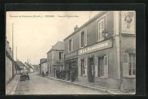 AK Pierres, Vue prise Grande-Rue