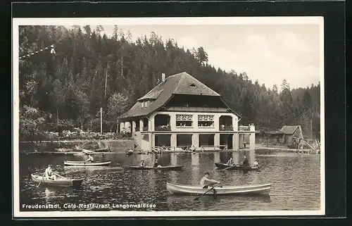 AK Freudenstadt, Café-Restaurant Langenwaldsee und Boote