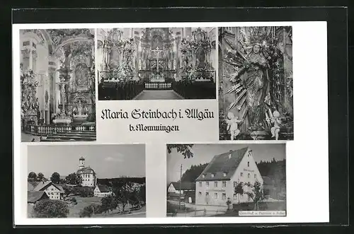 AK Maria Steinbach /Allg., Ortsansicht, Gasthaus u. Pension z. Adler, Inneres der Kirche