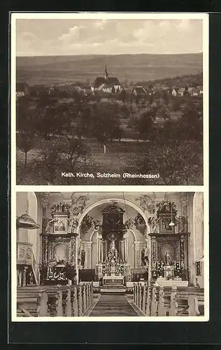 AK Sulzheim in Rheinhessen, Blick zur Katholischen Kirche, Innenansicht