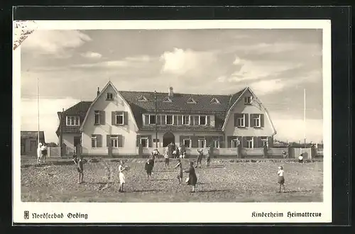 AK Ording / Nordsee, Kinderheim Heimattreue, spielende Kinder