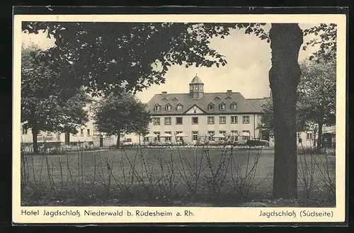 AK Rüdesheim / Rhein, Hotel Jagdschloss, Südseite