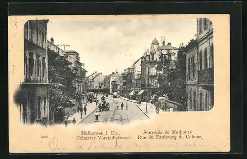 AK Mülhausen i. Els., Rue du Faubourg de Colmar