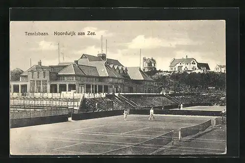 AK Noordwijk aan Zee, Leute auf dem Tennisplatz spielend