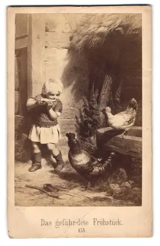 Fotografie Das gefährdete Frühstück, nach Gemälde von unbekanntem Künstler