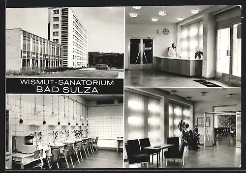 AK Bad Sulza, Wismut-Sanatorium mit Innenansichten