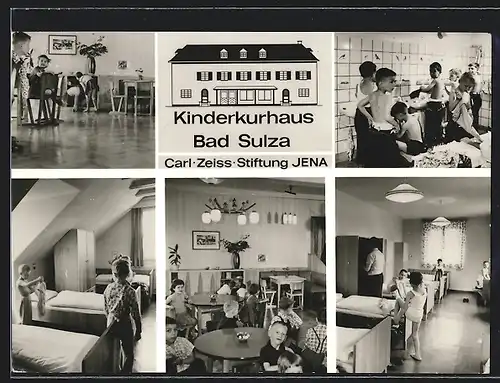AK Bad Sulza, Kinderkurhaus der Zeiss-Stiftung Jena, Innenansichten mit Kindern