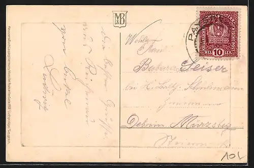 AK Zwei Vogel-Kavaliere machen einer Dame ihre Aufwartung