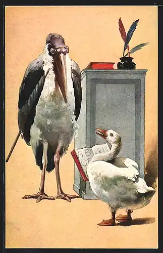 AK Marabulehrer hört sich die Hausaufgaben einer Gans an