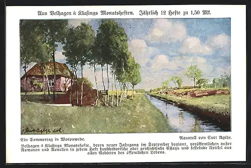 Künstler-AK Worpswede, Sommertag in der Künstlerkolonie, aus Belhagen & Klasings Monatsheften