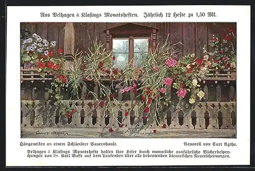AK Aus Velhagen & Klasings Monatsheften, Schlierseer Bauernhaus, Aquarell von Curt Agthe