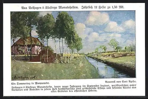 Künstler-AK Worpswede, Ein Sommertag in Worpswede nach einem Aquarell vom Curt Agthe