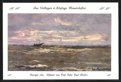 AK Aus Velhagen & Klasings Monatsheften, Bewegte See von Peter Paul Müller