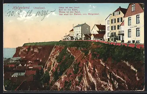 AK Helgoland, Oberland mit Gebäuden