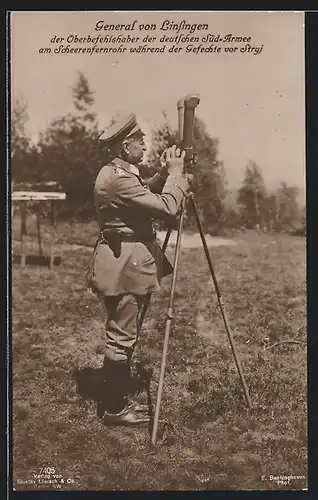 AK Styj, General von Linsingen der Oberbefehlshaber der deutschen Süd-Armee am Scheerenfernrohr während der Gefechte