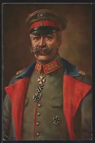 AK Heerführer von Francois in Uniform mit rotem Mantelaufschlag