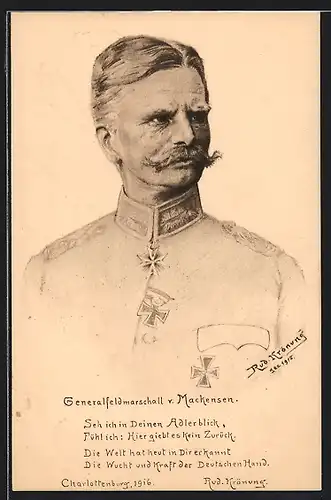 AK Heerführer von Mackensen, Portrait in Uniform, 1915