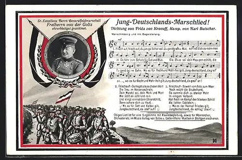 AK Jung-Deutschlands Marschlied, Portrait Freiherr von der Goltz