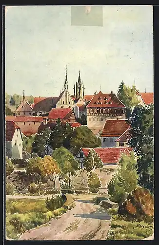 Künstler-AK J. Marschall: Tübingen, Blick zum Schloss Bebenhausen
