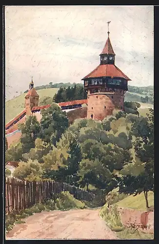 Künstler-AK Esslingen a. N., Die Burg