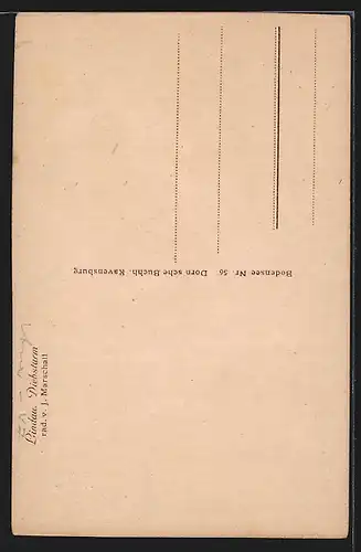 Künstler-AK J. Marschall: Lindau, Blick auf den Diebsturm