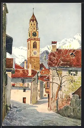 Künstler-AK J.Marschall: Meran, Hallergasse