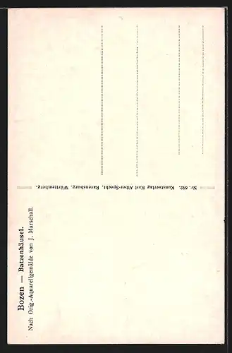Künstler-AK J. Marschall: Bozen, Partie vor dem Batzenhäusel