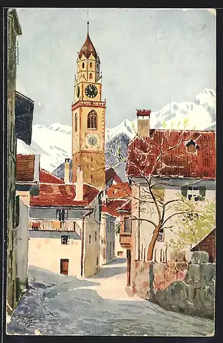 Künstler-AK J.Marschall: Meran, Hallergasse