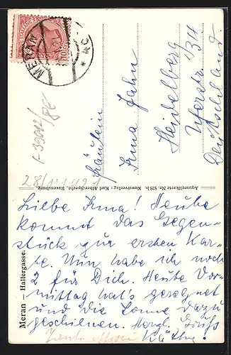 Künstler-AK J.Marschall: Meran, Hallergasse