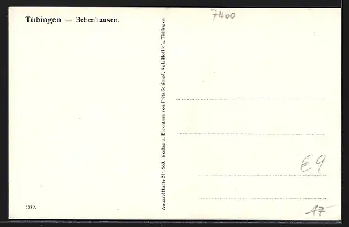 Künstler-AK J. Marschall: Tübingen-Bebenhausen, Panoramablick auf den Ort