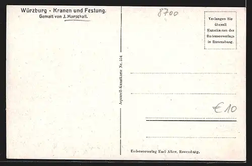 Künstler-AK J.Marschall: Würzburg, Kran und Festung