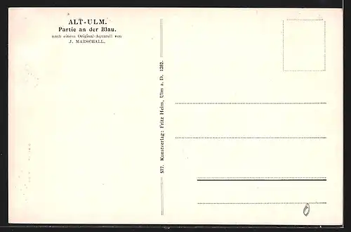 Künstler-AK Alt-Ulm a. D., Partie an der Blau