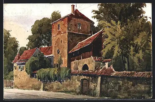 Künstler-AK J. Marschall: Augsburg, Am Jakoberwall