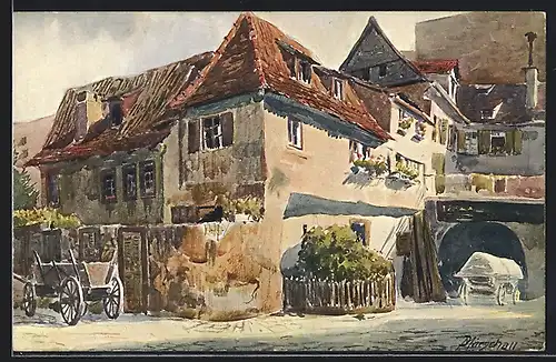 Künstler-AK Würzburg, Partie aus der Kasern-Gasse