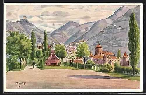 Künstler-AK Bozen, König Laurin-Denkmal