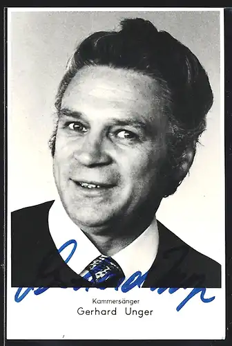 AK Opernsänger Gerhard Unger mit Krawatte, Autograph