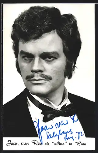 AK Opernsänger Jean van Ree als Alwa in Lulu, Autograph