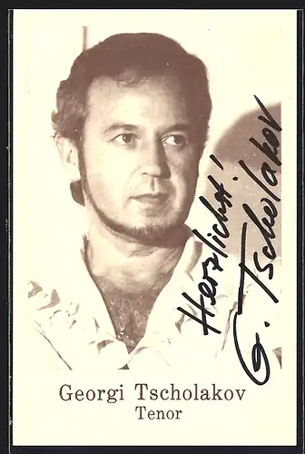 AK Opernsänger Georgi Tscholakov im gerüschten Hemd, Autograph
