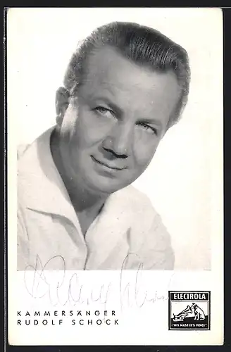 AK Opernsänger Rudolf Schock im weissen Hemd, Autograph
