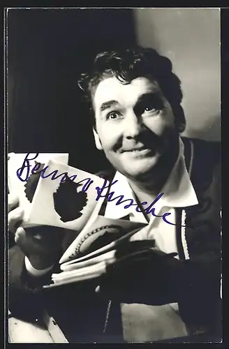 AK Opernsänger Bruno Paul Kusche mit Faltblättern, Autograph