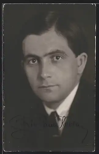 AK Opernsänger Richard Kubla im Anzug, Autograph