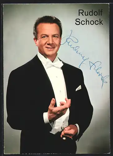AK Opernsänger Rudolf Schock im Anzug, Autograph