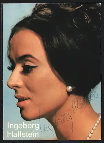 AK Opernsängerin Ingeborg Hallstein mit Perlenkette, Autograph