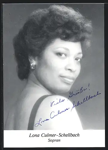AK Opernsängerin Lona Culmer-Schellbach mit Ohrring, Autograph