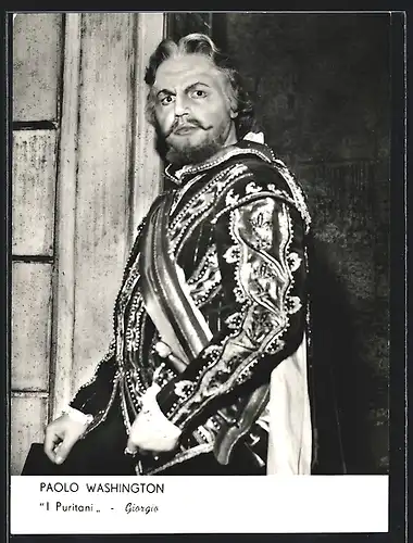 AK Opernsänger Paolo Washington in I Puritani, Autograph