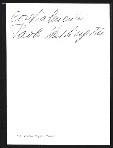 AK Opernsänger Paolo Washington in I Puritani, Autograph